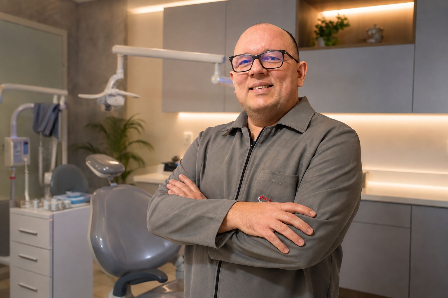 Dr. Darcy Mavignier em seu consultório na Clínica Odontológica em Fortaleza